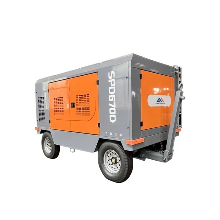 Compresseur d'air rotatif à vis à double vis à moteur diesel portable