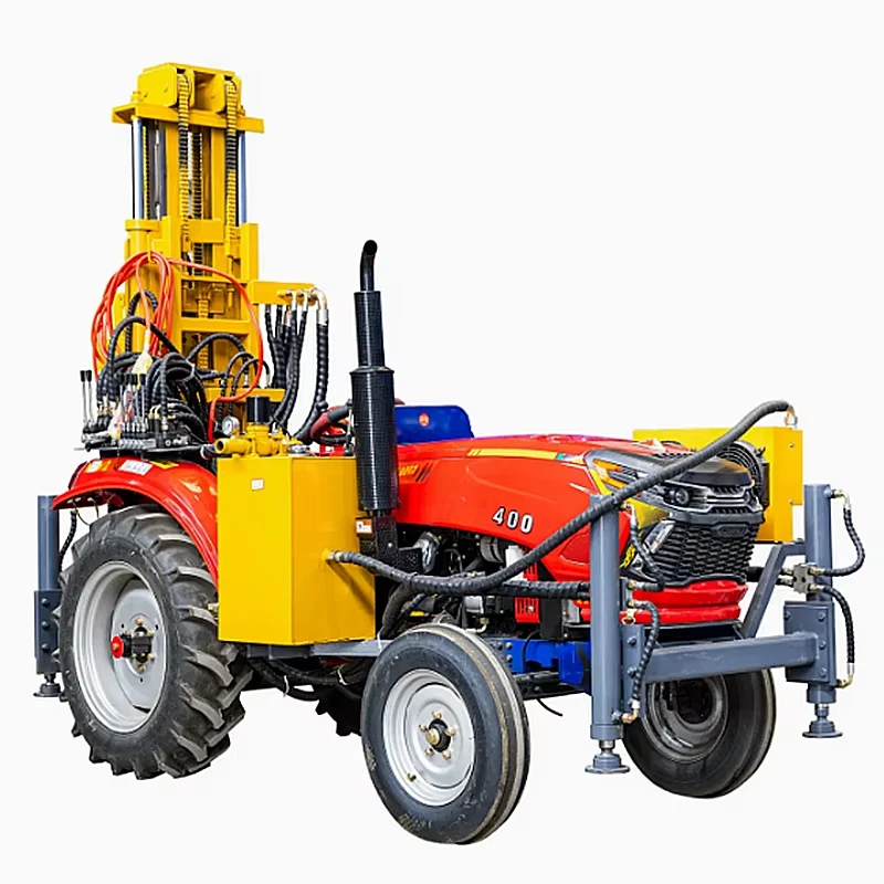 Plate-forme de forage pneumatique de puits d'eau montée sur tracteur